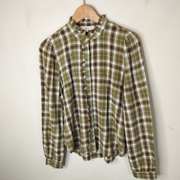 Ann Taylor LOFT Plaid Ruffled Shirt - Picture 4 of 10